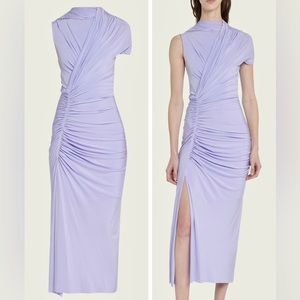 Jason Wu Collection Sleeveless Ruched Draped Jersey Midi Dress Purple